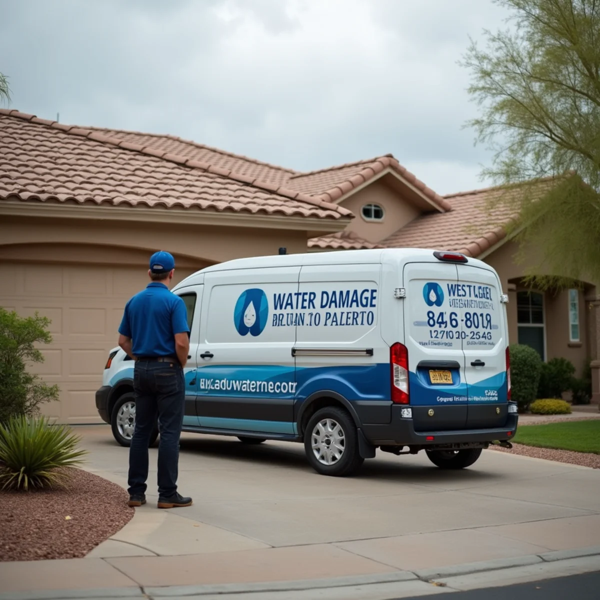 Water damage restoration crew serving an Ahwatukee, AZ home in the Foothills below South Mountain