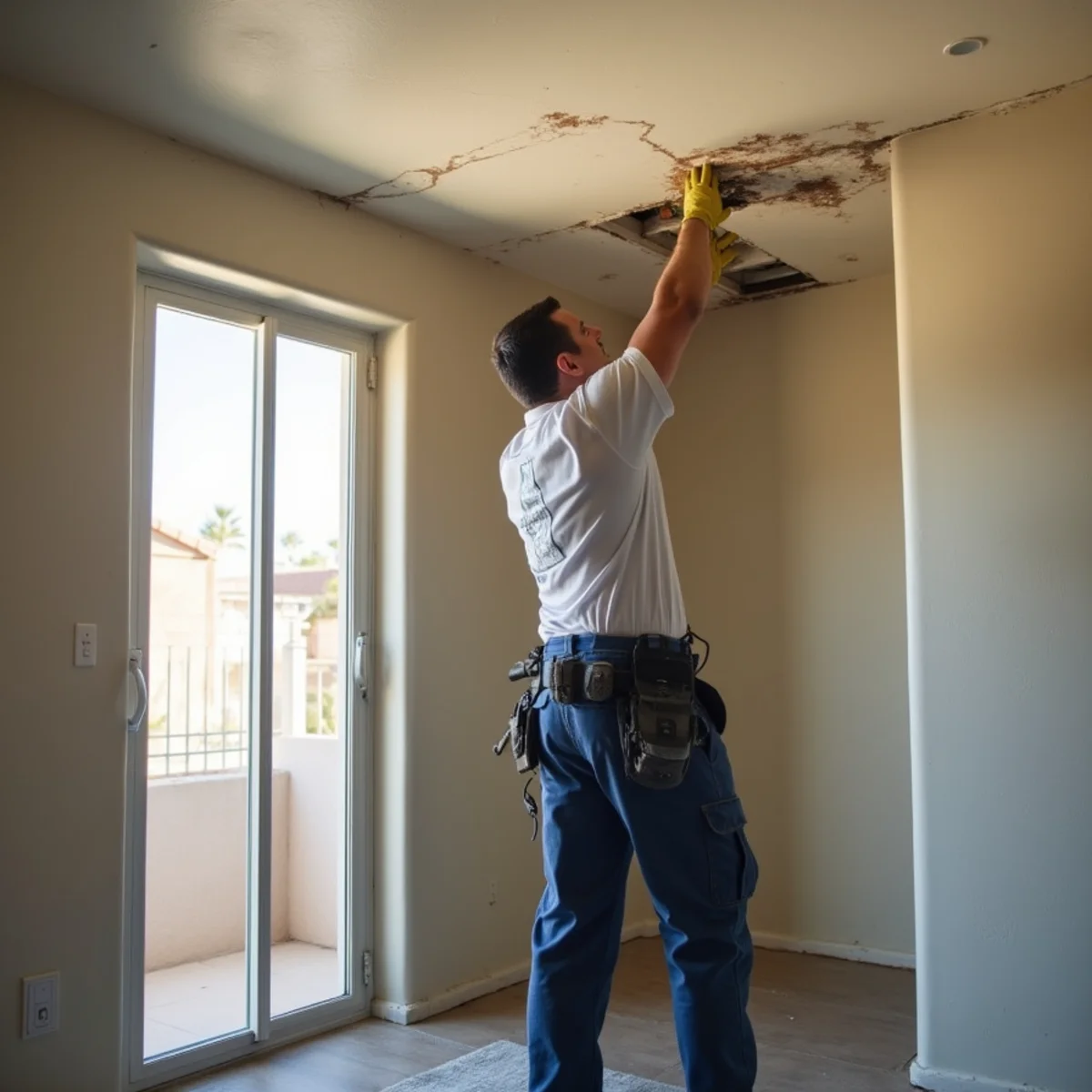 Water damage restoration crew drying a flooded apartment unit near ASU in Tempe, AZ
