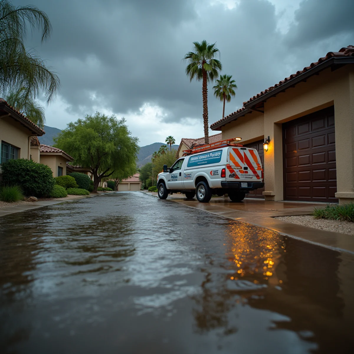 Property manager inspecting a flooded ASU-area rental unit during Tempe move-out season