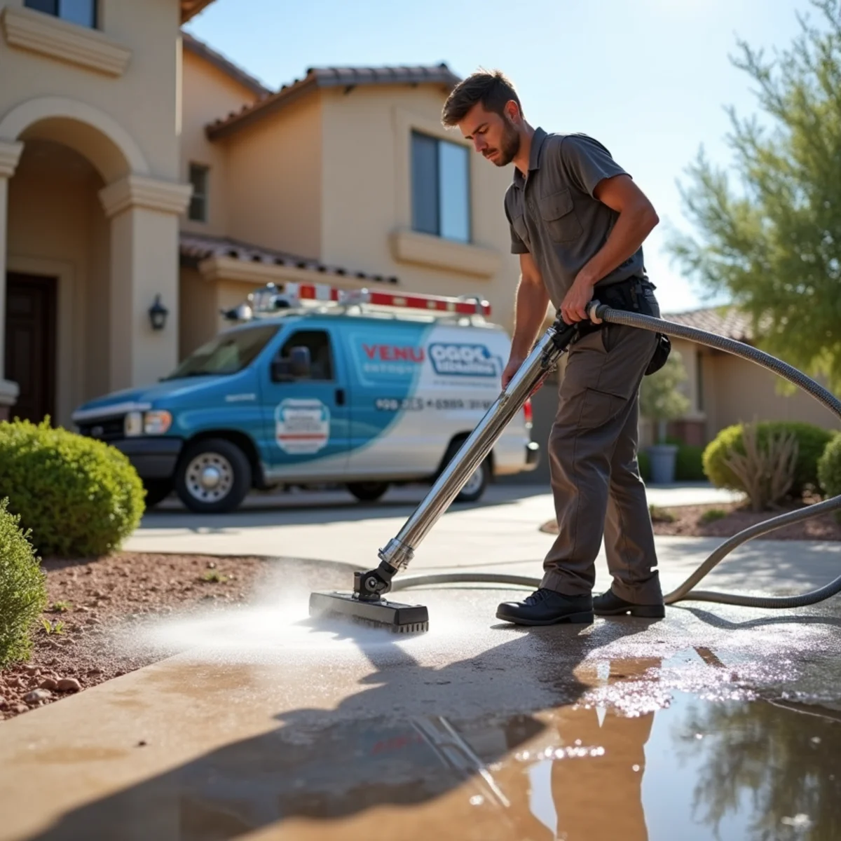 Flooded tile and carpet flooring being assessed for water category in a Mesa, AZ home