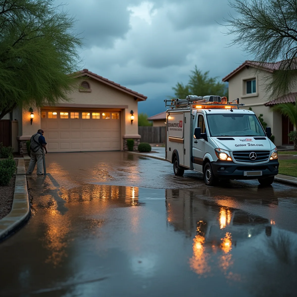 Water pouring from an accidental fire sprinkler discharge over an office in Tempe, AZ