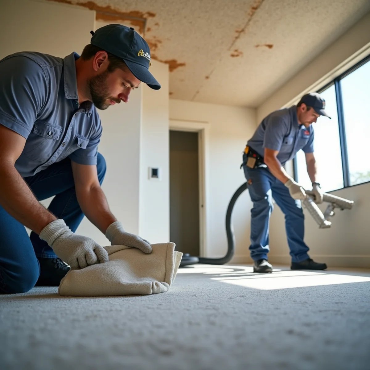 Fire Suppression Water Cleanup in progress — a technician at work in a Tempe, AZ home