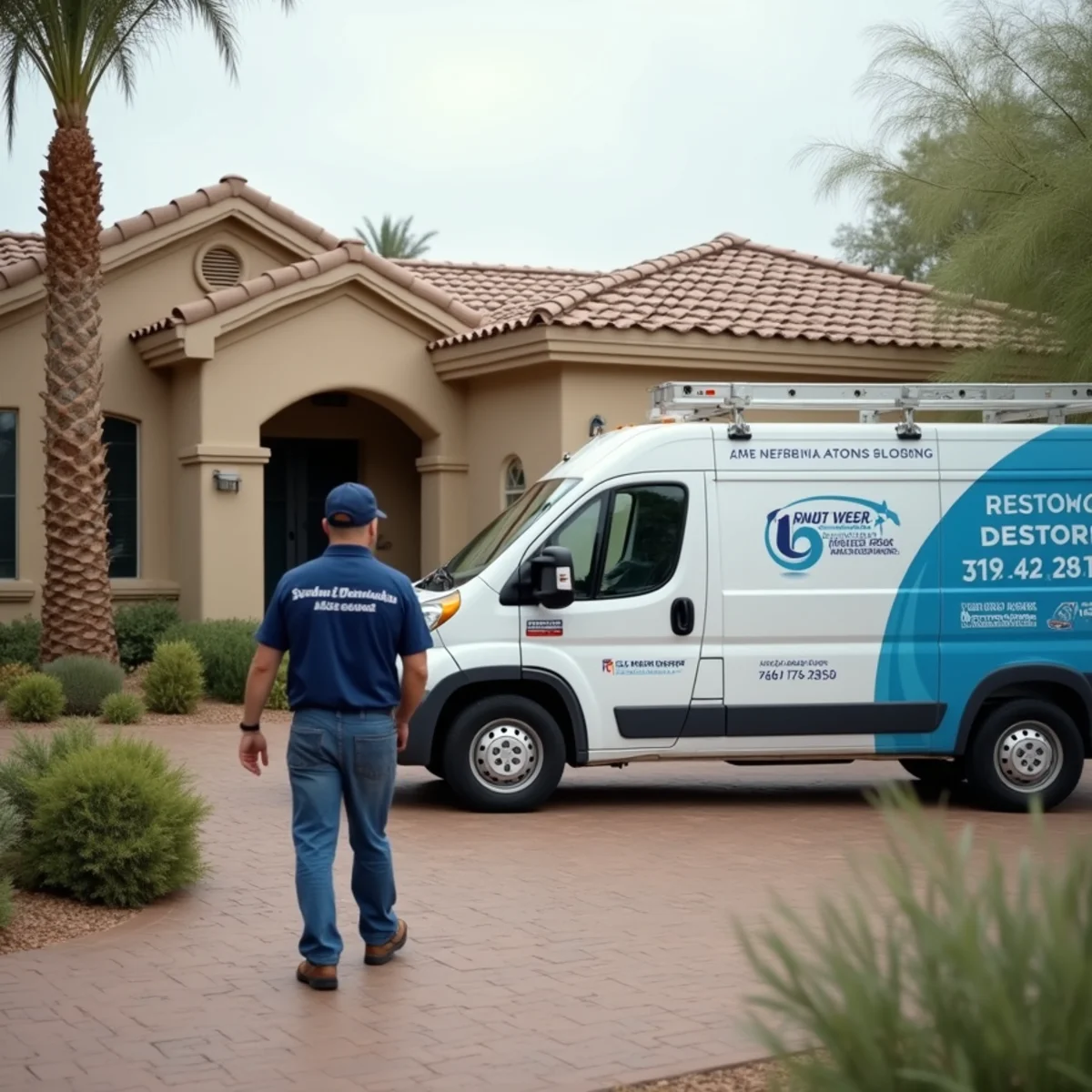 Hillside custom home above the fountain in Fountain Hills, AZ served for water damage restoration