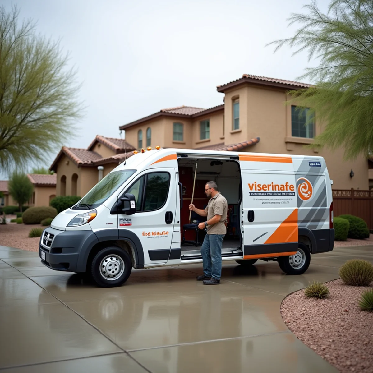 Two-story stucco family home in Gilbert, AZ served for water damage restoration
