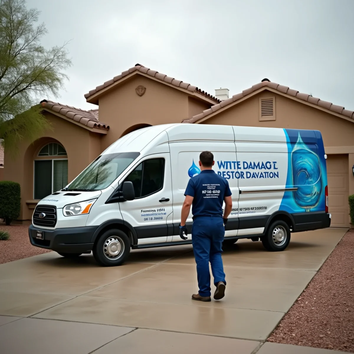 Water damage restoration crew serving a Guadalupe, AZ home near Avenida del Yaqui
