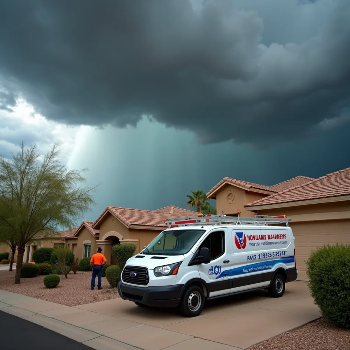 Water damage restoration crew responding to a flooded home in Tempe, AZ