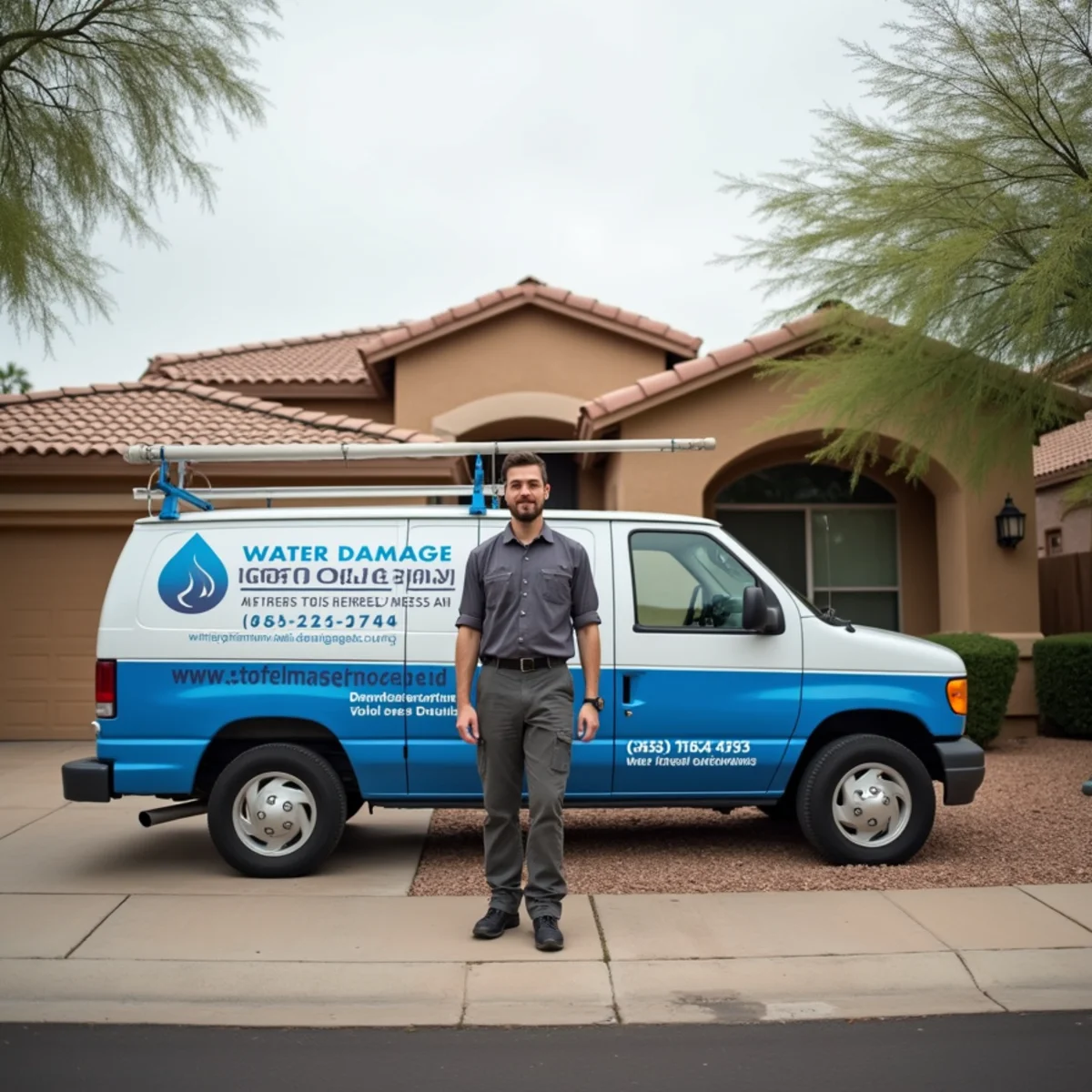 Aging Main Street commercial buildings in Downtown Mesa and the Fiesta District, AZ served for water damage restoration