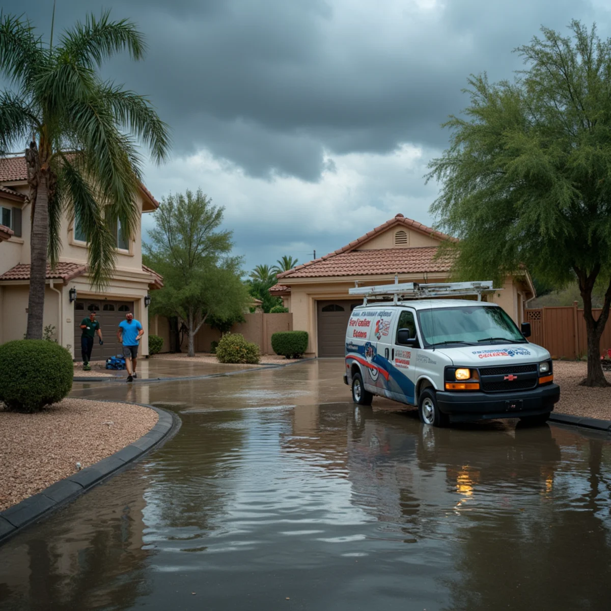 Restoration crew drying a Mill Avenue retail store in Tempe, AZ while it stays partly open
