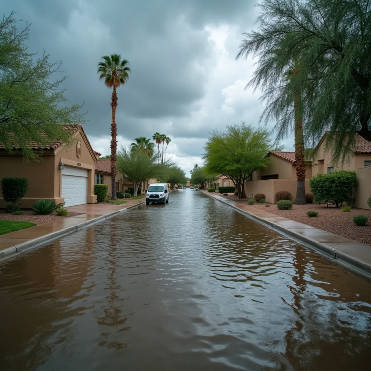 Monsoon flood water entering a home in Maricopa County, Arizona