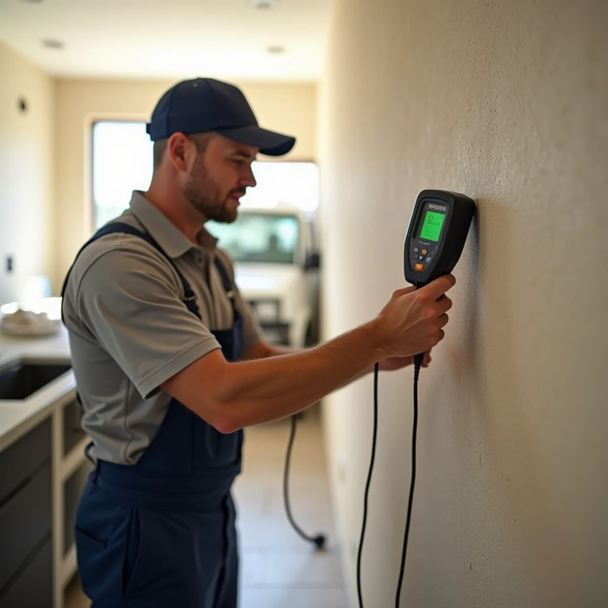 Structural Drying & Dehumidification in progress — a technician at work in a Tempe, AZ home