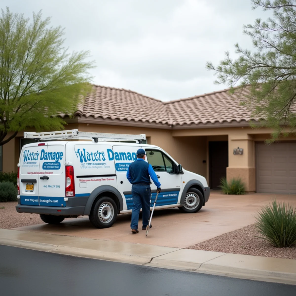 Monsoon flood cleanup at a slab-on-grade home near Lindon Park in Tempe, AZ