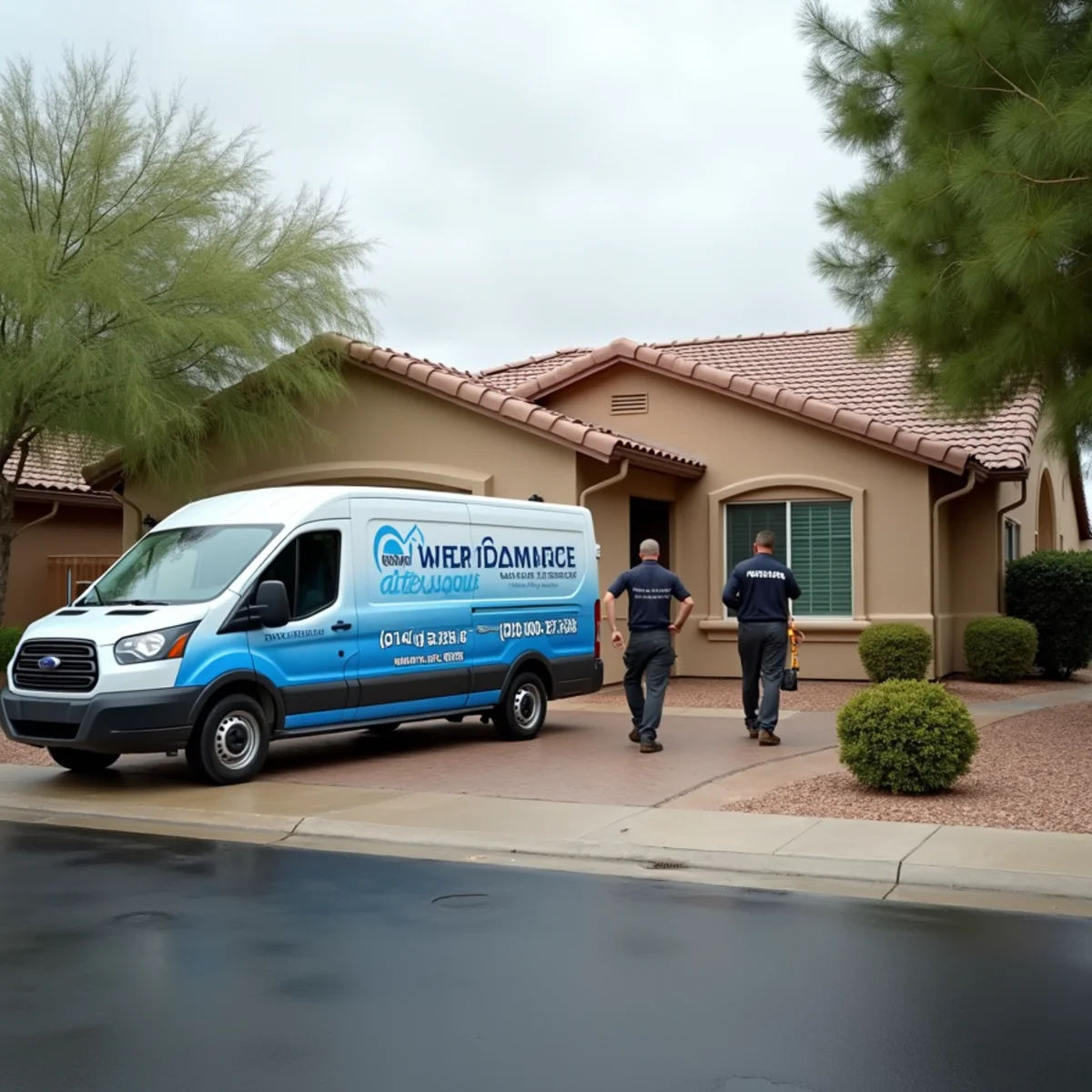 Water damage restoration after a winter freeze pipe burst in the Sandahl neighborhood of Tempe, AZ